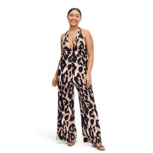 DVF for Target Halter Leopard Neutral Jumpsuit XXS